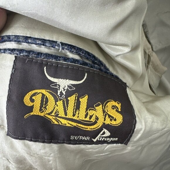 Vintage Dallas Men 46 Gray Tweed Western Blazer Sports Coat Damage - Picture 13 of 13